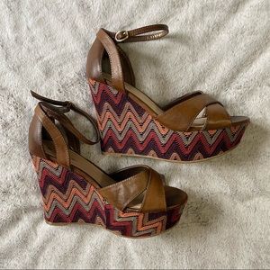 Le Château Chevron Bohemian Wedge Sandals